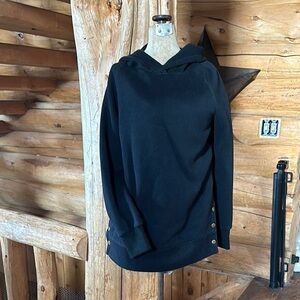 Black long-sleeved cowl neck top